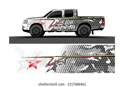 pick up truck and car decal design vector. abstract background livery for vehicle vinyl wrap