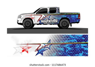 pick up truck and car decal design vector. abstract background livery for vehicle vinyl wrap