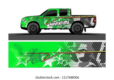 pick up truck and car decal design vector. abstract background livery for vehicle vinyl wrap