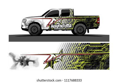 pick up truck and car decal design vector. abstract background livery for vehicle vinyl wrap