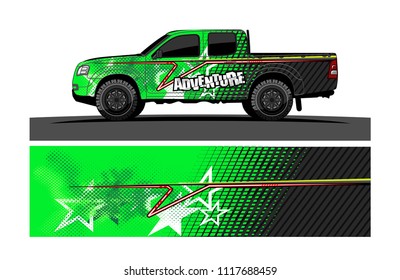 pick up truck and car decal design vector. abstract background livery for vehicle vinyl wrap