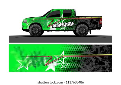 pick up truck and car decal design vector. abstract background livery for vehicle vinyl wrap