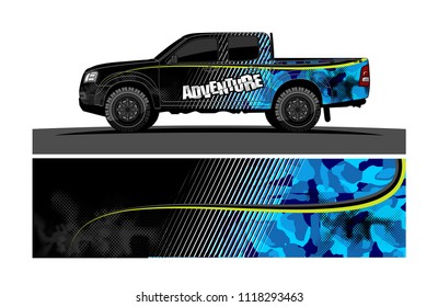 pick up truck and car decal design vector. abstract background livery for vehicle vinyl wrap