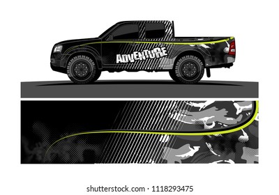 pick up truck and car decal design vector. abstract background livery for vehicle vinyl wrap