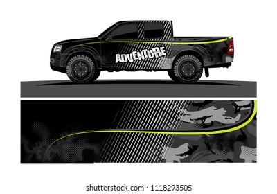 pick up truck and car decal design vector. abstract background livery for vehicle vinyl wrap