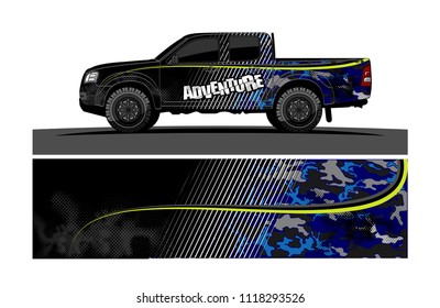 pick up truck and car decal design vector. abstract background livery for vehicle vinyl wrap