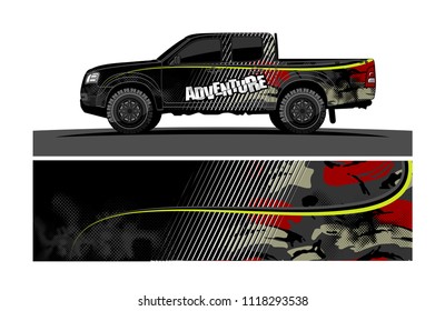 pick up truck and car decal design vector. abstract background livery for vehicle vinyl wrap