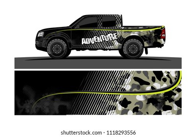 pick up truck and car decal design vector. abstract background livery for vehicle vinyl wrap