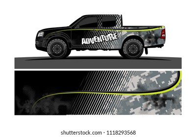 pick up truck and car decal design vector. abstract background livery for vehicle vinyl wrap