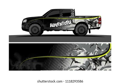 pick up truck and car decal design vector. abstract background livery for vehicle vinyl wrap
