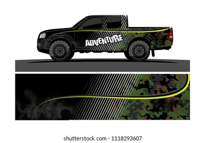 pick up truck and car decal design vector. abstract background livery for vehicle vinyl wrap