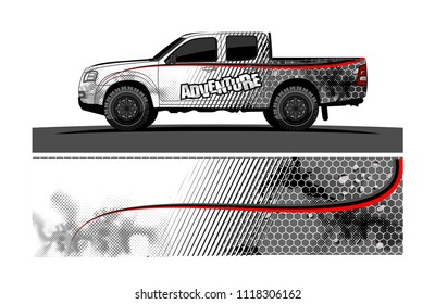 pick up truck and car decal design vector. abstract background livery for vehicle vinyl wrap