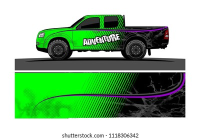 pick up truck and car decal design vector. abstract background livery for vehicle vinyl wrap