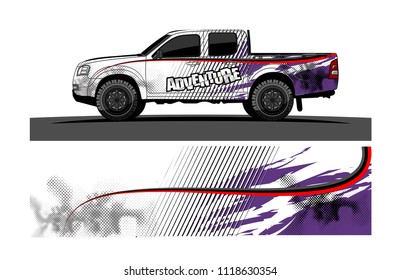 pick up truck and car decal design vector. abstract background livery for vehicle vinyl wrap