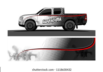 pick up truck and car decal design vector. abstract background livery for vehicle vinyl wrap