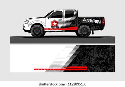pick up truck and car decal design vector. abstract background livery for vehicle vinyl wrap