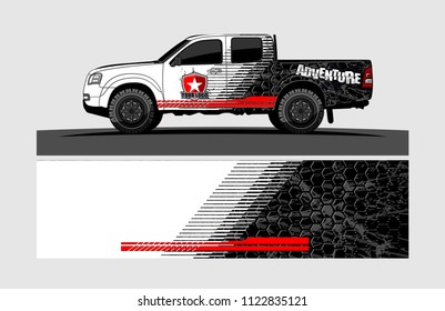 pick up truck and car decal design vector. abstract background livery for vehicle vinyl wrap
