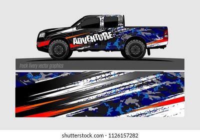 pick up truck and car decal design vector. abstract background livery for vehicle vinyl wrap