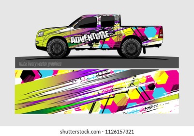 pick up truck and car decal design vector. abstract background livery for vehicle vinyl wrap