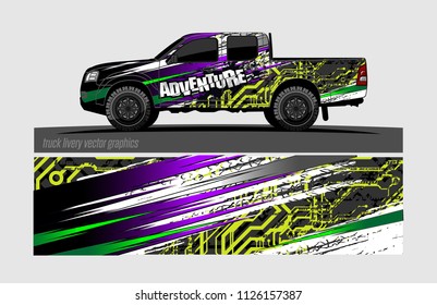 pick up truck and car decal design vector. abstract background livery for vehicle vinyl wrap