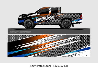 pick up truck and car decal design vector. abstract background livery for vehicle vinyl wrap