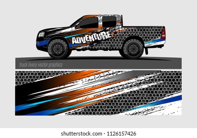 pick up truck and car decal design vector. abstract background livery for vehicle vinyl wrap