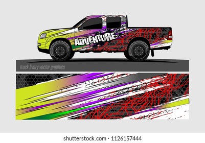 pick up truck and car decal design vector. abstract background livery for vehicle vinyl wrap
