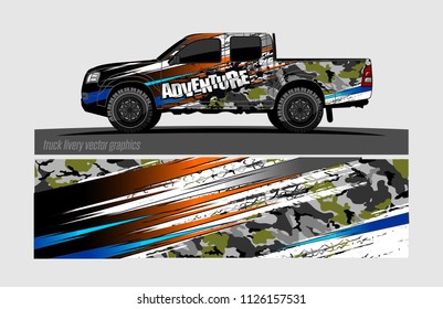 pick up truck and car decal design vector. abstract background livery for vehicle vinyl wrap