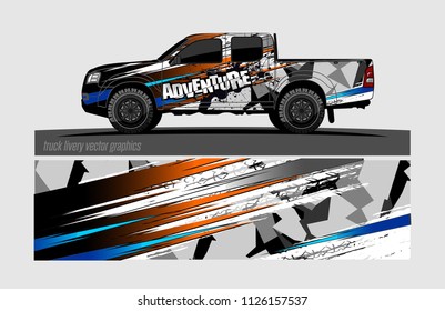 pick up truck and car decal design vector. abstract background livery for vehicle vinyl wrap