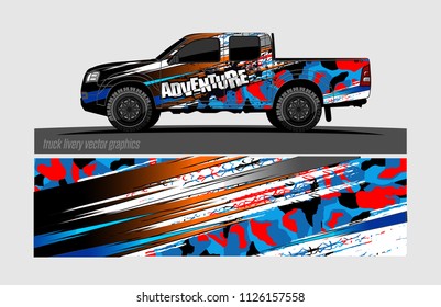 pick up truck and car decal design vector. abstract background livery for vehicle vinyl wrap