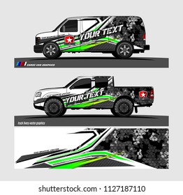 pick up truck and car decal design vector. abstract background livery for vehicle vinyl sticker wrap