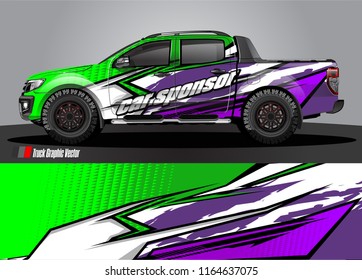 pick up truck and car decal design vector. abstract background livery for vehicle vinyl wrap