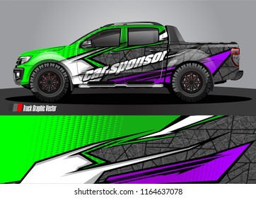 pick up truck and car decal design vector. abstract background livery for vehicle vinyl wrap