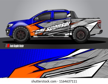 pick up truck and car decal design vector. abstract background livery for vehicle vinyl wrap