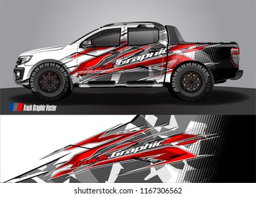 pick up truck and car decal design vector. abstract background livery for vehicle vinyl wrap