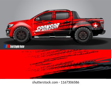 pick up truck and car decal design vector. abstract background livery for vehicle vinyl wrap