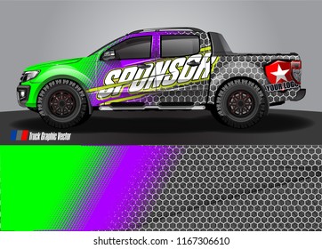 pick up truck and car decal design vector. abstract background livery for vehicle vinyl wrap