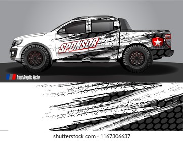 pick up truck and car decal design vector. abstract background livery for vehicle vinyl wrap