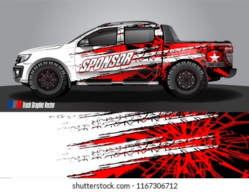 pick up truck and car decal design vector. abstract background livery for vehicle vinyl wrap