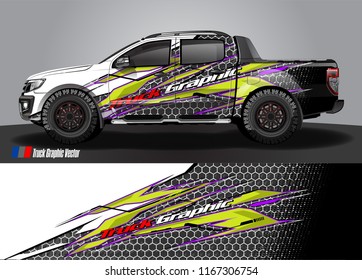 pick up truck and car decal design vector. abstract background livery for vehicle vinyl wrap