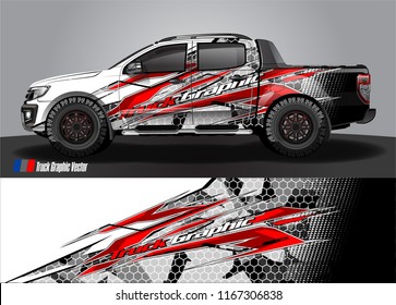 pick up truck and car decal design vector. abstract background livery for vehicle vinyl wrap