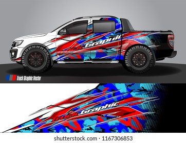 pick up truck and car decal design vector. abstract background livery for vehicle vinyl wrap