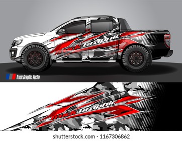 pick up truck and car decal design vector. abstract background livery for vehicle vinyl wrap