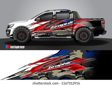 pick up truck and car decal design vector. abstract background livery for vehicle vinyl wrap