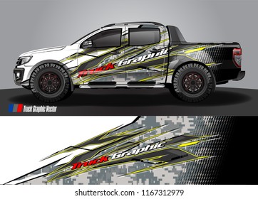 pick up truck and car decal design vector. abstract background livery for vehicle vinyl wrap