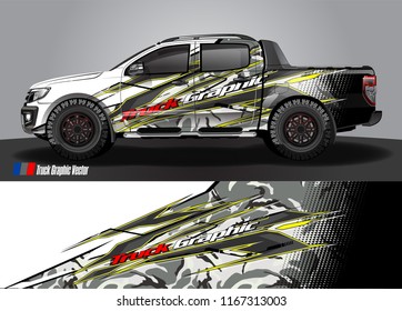 pick up truck and car decal design vector. abstract background livery for vehicle vinyl wrap