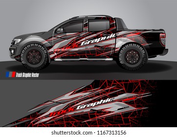 pick up truck and car decal design vector. abstract background livery for vehicle vinyl wrap