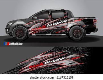 pick up truck and car decal design vector. abstract background livery for vehicle vinyl wrap