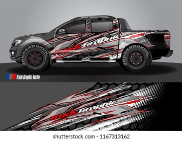 pick up truck and car decal design vector. abstract background livery for vehicle vinyl wrap