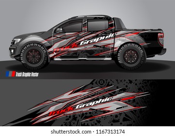 pick up truck and car decal design vector. abstract background livery for vehicle vinyl wrap